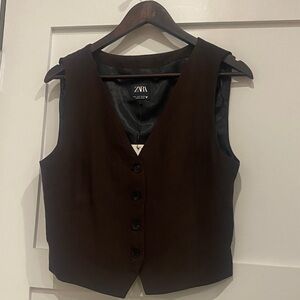 Zara Dark Brown Sleeveless Vest